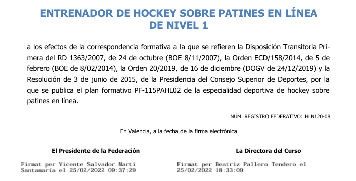 Titulo entrenador de Hockey N1